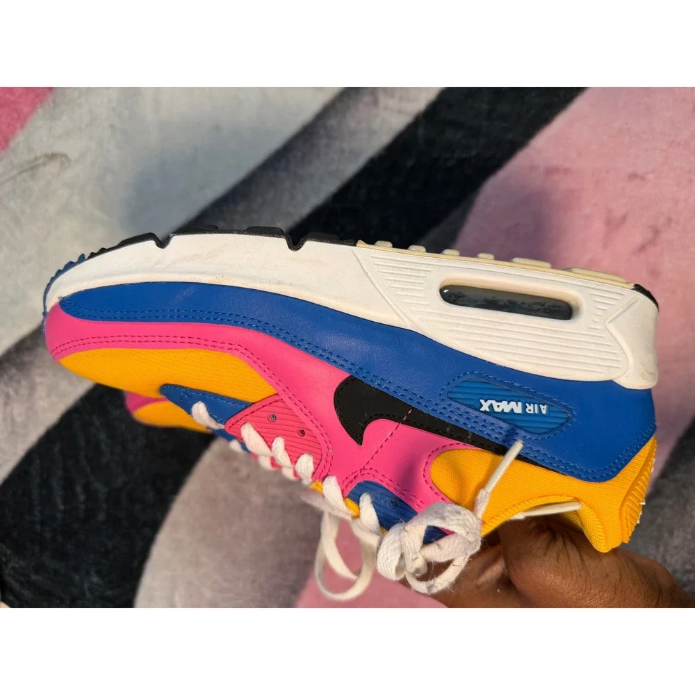 Nike Air Max 90 LTR GS University Gold Battle Blue Pink Kids Size 6.5Y